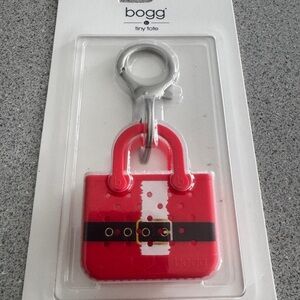 New Itty Bitty Bogg Bag Tiny Tote Keychain Christmas Red Santa Boggy Suit
